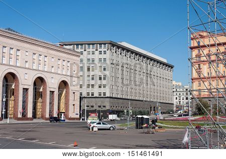 MOSCOW, RUSSIA - 21.09.2015. Lubyanka square The building of the FSB of Russia