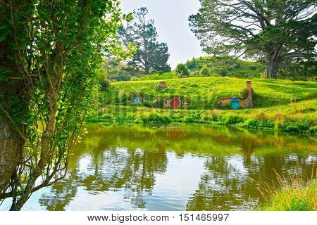 Matamata, New Zealand - January 15, 2015: Hobbiton - Movie Set Created For Filming The Lord Of The R