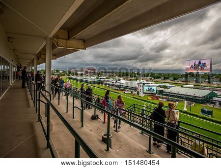 May 6th 2015: Louisville United States. The Balcony at Dawn at the Downs where people can watch horses doing practice laps
