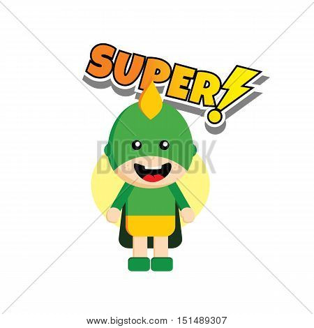 Flat Style Superhero Character Avatar On Ribbon Label Creative Design Template Man Super Hero Profil