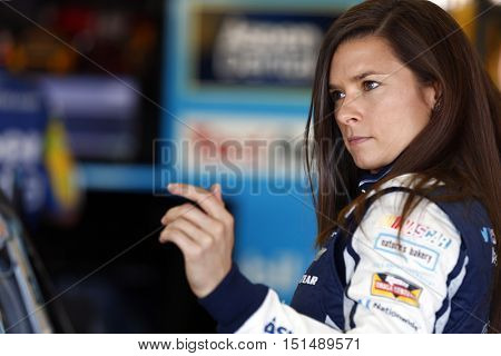 Concord, NC - Oct 06, 2016: Danica Patrick (10) hangs out in the garage during practice for the Bank of America 500 at the Charlotte Motor Speedway in Concord, NC.