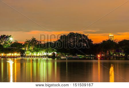 The Park. at dusk in a thai