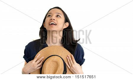 Casual Friendly Asian Girl Surprise And Happy With Deal Above