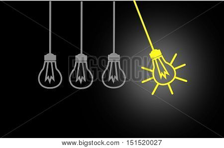 Bright Ideas, blackbord design, with yellow Light Bulb
