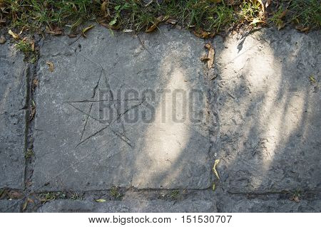 Stone blocks in the walkway city line wall grunge architecture abstract paved