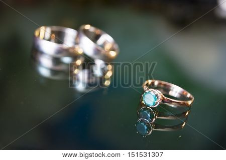 wedding rings day jewelry horizontal proposal box illustration