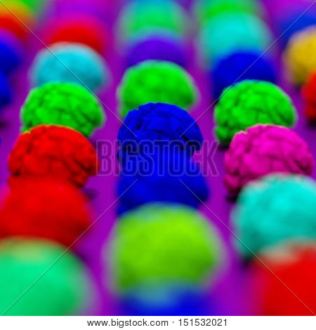 Low poly brains shape illustration 3d rendered model blurred foreground
