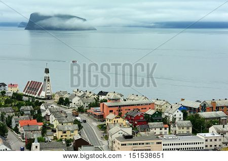 view of Hammerfest City Finnmark province Norway