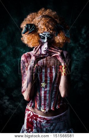 Bloody scary clown. Halloween. Horror.