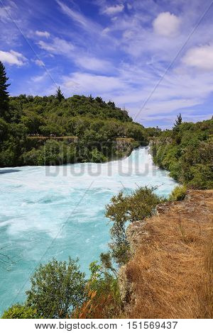 Huka Falls On The Waikato River, New Zealand.