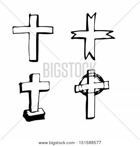 christian cross sign hand draw doodle illustration design