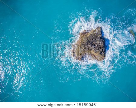 Aerial of Kathisma beach in Lwfkada island Greece 