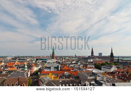 Aerial view of Copenhagen capital of Denmark