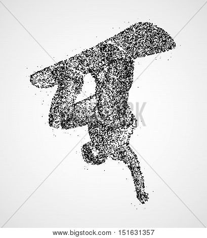 Abstract snowboarder of black circles. Vector illustration.