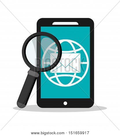 Smartphone lupe and envelope icon. Digital marketing ecommerce shopping online and media theme. Colorful design. Vector illustration