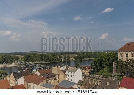 Roudnice nad Labem town in sunny summer day