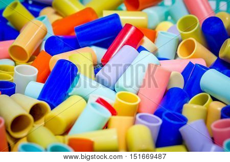 Outfocus Of Cork Tube(plastic) Is Colorfull For Use Backgroud ,texture And Wallpaper.