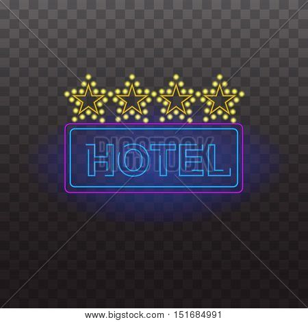 Glowing neon light signs illuminated isolated on transparent background. Design elements Vector illustration