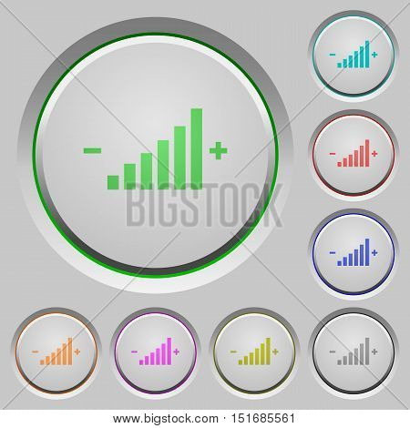 Set of color control element sunk push buttons.