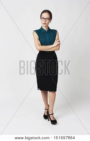 Young executive Business woman. Success and education background.