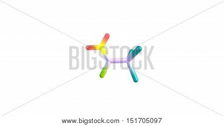 Trichloroethanamide molecule on white background. 3d illustration of molecule. Horizontal