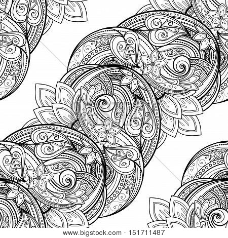 Vector Seamless Monochrome Floral Pattern