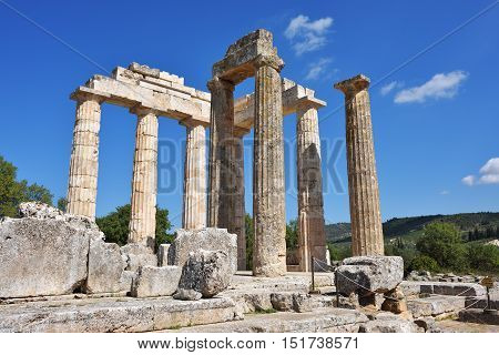 Pillars of the temple of Zeus in the ancient Nemea Greece