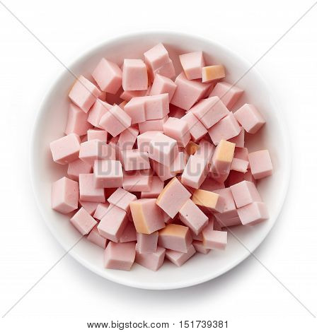 Bowl Of Chopped Ham Sausage, From Above