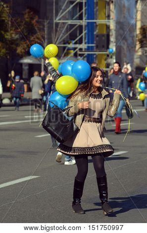 Ukrainian nazionalists celebrate the Day of OUN-UPA (Organisation of Ukrainian Nazionalists - Ukrainian Peoples Army). October 14,2016,Kiev, Ukraine