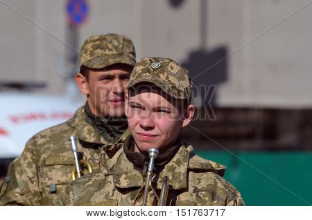 Ukrainian nazionalists celebrate the Day of OUN-UPA (Organisation of Ukrainian Nazionalists - Ukrainian Peoples Army). October 14,2016,Kiev, Ukraine