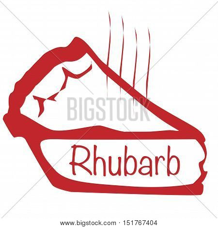 Cartoon depiction of a hot Rhubarb pie over a white background