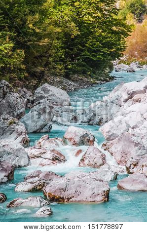Valbona river north of Albania national park attraction flowing river cold clear water