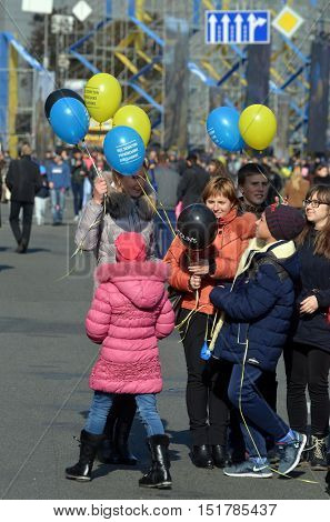 EDITORIAL.Ukrainian nazionalists celebrate the Day of OUN-UPA (Organisation of Ukrainian Nazionalists - Ukrainian Peoples Army). October 14,2016,Kiev, Ukraine