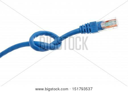 A knot an unconnectedblue network able isolated on white background.