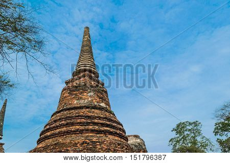 The Ancient Royal Palace in Ayutthaya of Thailand
