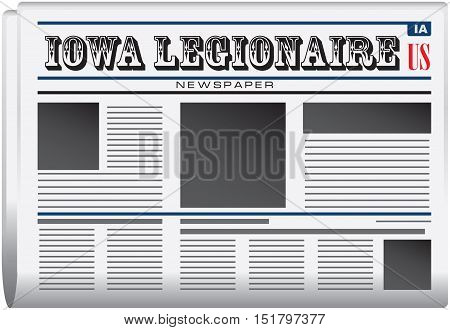 Newspaper for Iowa - newspaper Iowa Legionnaire. Vector illustration.