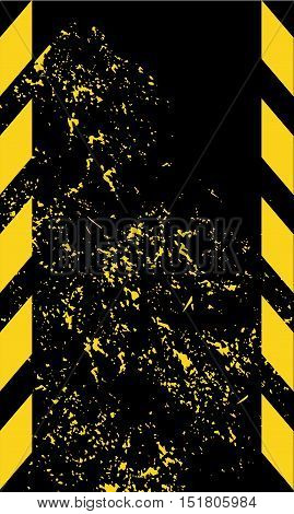 Black and yellow road sign rectangular background. Diagonal stripes. Texture grunge Warning Pattern danger tape background old rusty Vector illustration Grunge construction sign background Dangerous