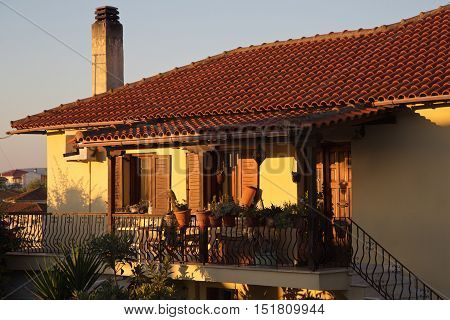 Sunrise in the old Greek village / Рассвет в старинной греческой деревне Афитос