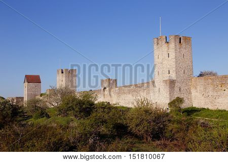 Part of city wall surronding Visby the primary city of tne Swedhish province of Gotland.