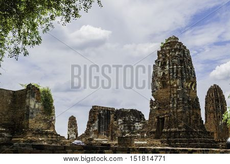 Old Beautiful Thai Temple wat Mahathat Ayutthaya Historical Park Ayutthaya Thailand