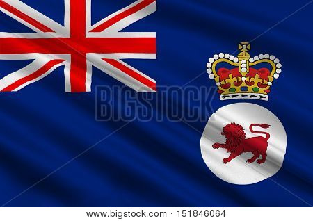 Flag of Tasmania is an island state of the Commonwealth of Australia. 3d illustration