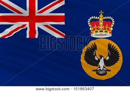 Flag of South Australia (SA) is a state in the southern central part of Australia. 3d illustration