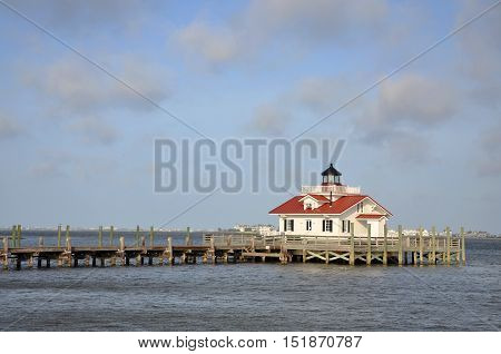 Roanoke Marshes Lighthouse in Roanoke Island, Manteo, North Carolina, USA.