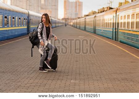 Beautiful Woman At The Train Station