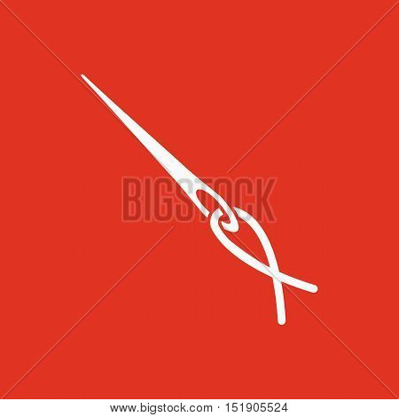 The thread with a needle icon. Tailor and  sewing, needlework,  clothier symbol. Flat Vector illustration