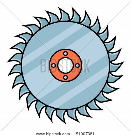 Saw disc icon in cartoon style isolated on white background. Sawmill and timber symbol vector illustration.
