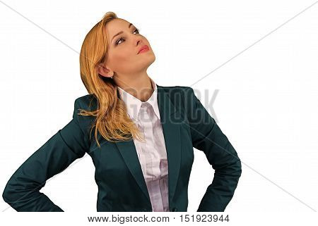 Portrait Of Thoughtful Young Woman, Isolated On White Background