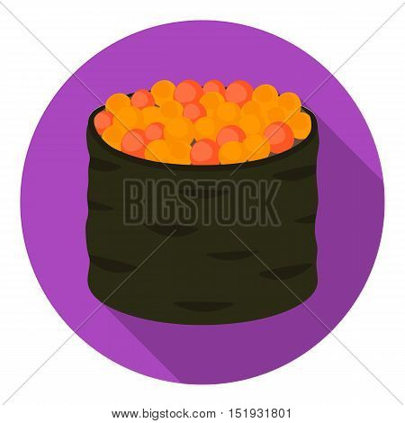Ikura gunkan-maki icon in flat style isolated on white background. Sushi symbol vector illustration.