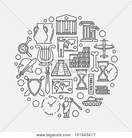 History vector symbol. Round history minimal sign made with thin line icons