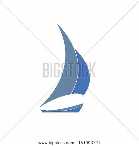 Gray-blue yacht on a white background. Logo for sailing.